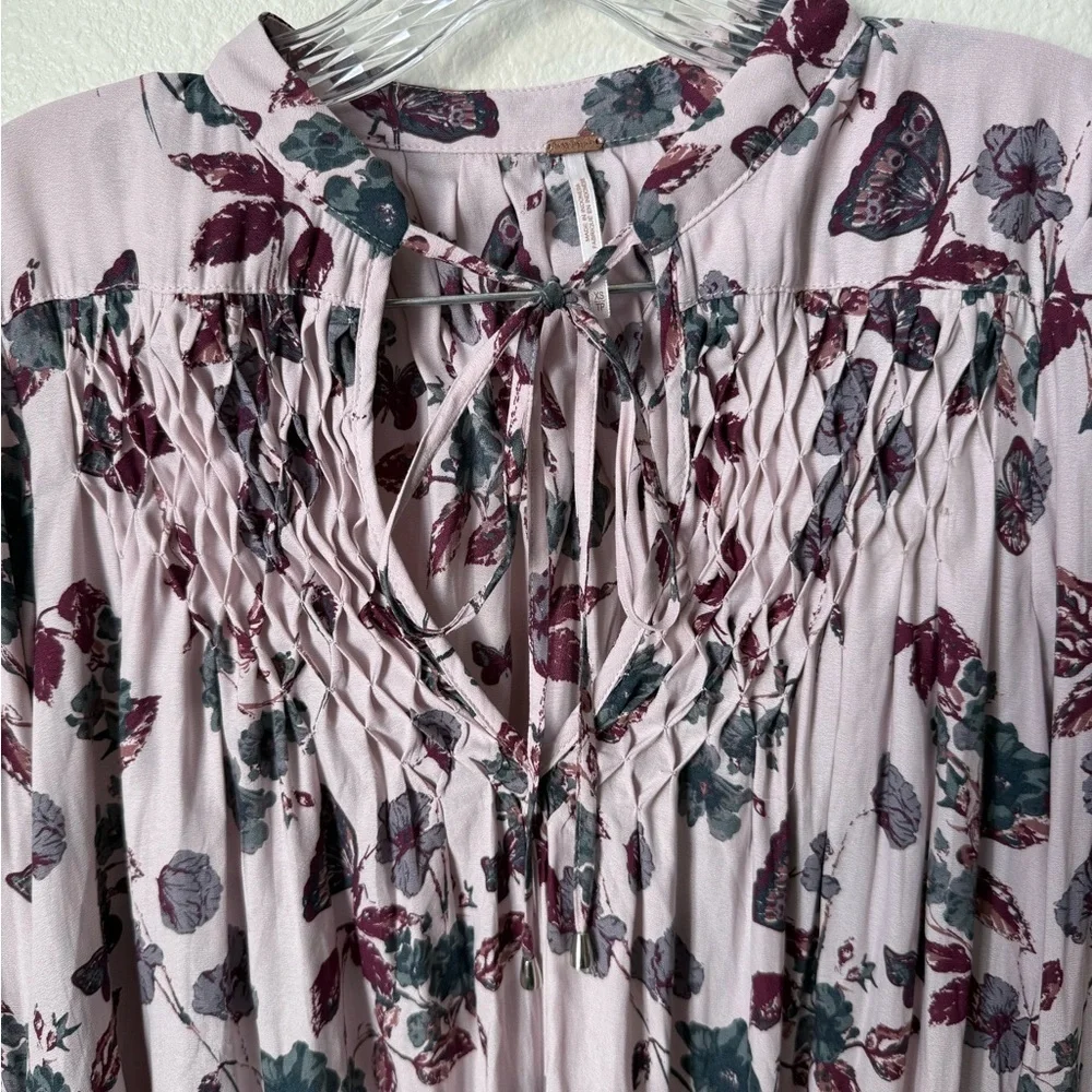 Free People Pebble Crepe So Fine Smocked Tunic Top Size XS